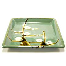Ceramic Rectangular Platter, Plum Blossom 12-1/4