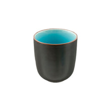 6 oz Black & Blue Ceramic Teacup — 2¾″ D × 3″ H
