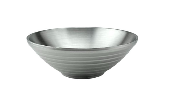 Satin Stainless Steel V-shaped Threaded Salad Bowl, 8-5/8