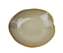 8¼″ Cream & Brown Ceramic Deep Round Plate — 1¾″ High