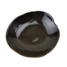 9½″ Gray & Black Ceramic Deep Round Plate — 2″ High