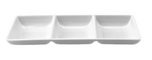 8⅝″ White Melamine 3-Compartment Sauce Plate