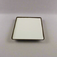 8″ Cream Melamine Square Plate — Brown Rim