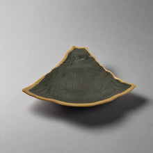 Black & Orange-Rim Melamine Triangle Plate — 11¼ × 8½ in