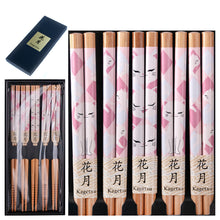 Pink Cat-Pattern Wooden Chopsticks — 5 Pairs