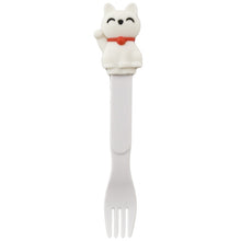 6½-inch White Cat Fork with Raised-Paw Figure