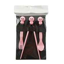 Pink Panda Spoon, Fork and Chopstick Set