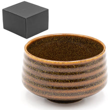 18 fl oz Brown Banded Ceramic Matcha Bowl — Made in Japan