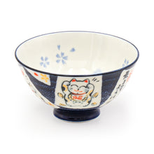 Lucky-Cat Panel Ceramic Rice Bowl — 10 fl. oz. (HR54-BC)