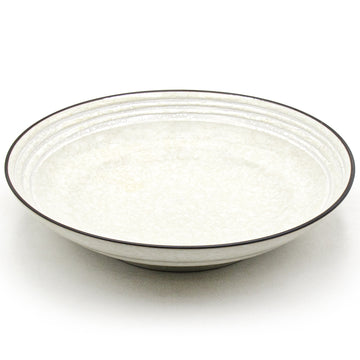 9" Square Ceramic Deep Plate, Beige, Brown — Plum Blossom Design