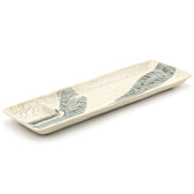13″ × 4″ Beige & Blue Ceramic Rectangular Serving Platter