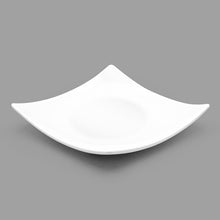 6½″ White Ceramic Square Plate — Upswept Corners