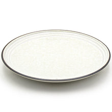 10″ Ivory & Beige Ceramic Round Plate with Dark Brown Rim