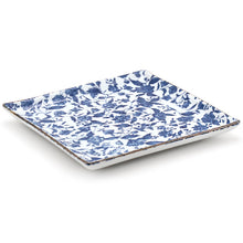 9" Square Ceramic Plate, White, Blue, Brown — Arabesque Design