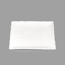 4″ White Porcelain Square Plate — Textured Surface