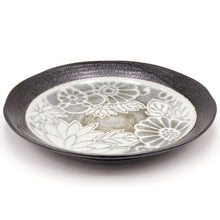 10½″ Green & Black Ceramic Floral Plate — 1.35″ High