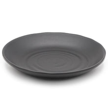 6 in Black Melamine Round Plate with Ripple Detail