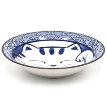 8.35″ Blue Lucky Cat Ceramic Deep Plate, 23 fl. oz. — HB28-LMB