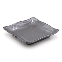 7″ Gray Japanese Ceramic Square Plate — Raised Corners