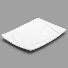 14″ × 9¾″ White Porcelain Sculpted-Rim Rectangular Plate