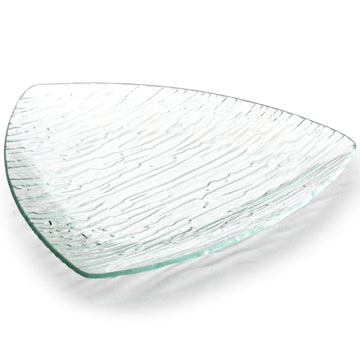 11.2" Triangular Textured Glass Plate, Clear