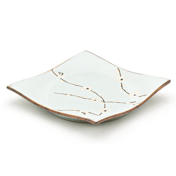 6.85" Square Ceramic Plate, Light Celadon Mint