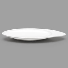 10″ × 4″ White Ceramic Oval Plate — Tapered Rim