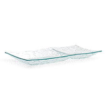 Clear Textured Glass Two-Section Serving Plate, 13 × 6.5 in — XL-35L2