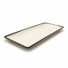 Rect. Plate Cream with Brown Rim — existing oblique view