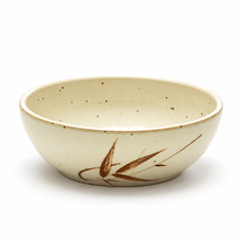 4¾″ Beige Autumn Grass Melamine Side Bowl — 1⅝″ High, Angled bamboo motif bowl