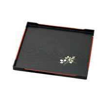 Lacquer Square Tray 8-1/4" Stackable. Angled product view.