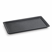 12 x 6’’ Black Rectangular Platter. Angled product view.