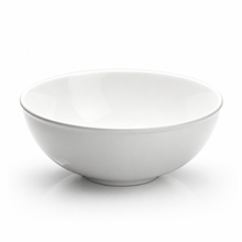 10"x4" Round Noodle Bowl, White Ceramic, Angled white noodle bowl