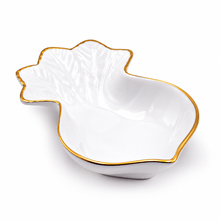 4¾″ × 3.3″ White & Gold Ceramic Radish-Shaped Bowl, Product view