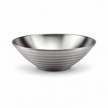Satin Stainless Steel V-shaped Threaded Salad Bowl, 10-1/4"D, Product view