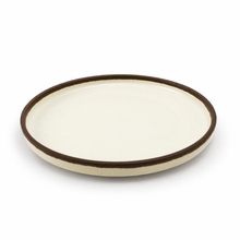 ROUND straight up PLATE Cream with brown rim — existing oblique view