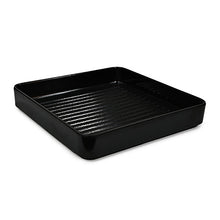 Black Square Melamine Plate with Ridged Base — 1½ in High