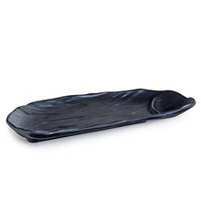 Black Oblong Melamine Plate with Sauce Well (IT-Y3111B)