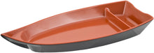 Black and Red Boat-Shaped Melamine Plate with Divider