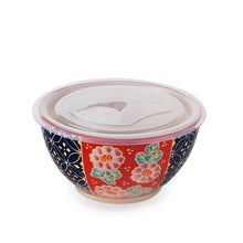 6 in Red Floral Panel Ceramic Bowl with Lid, 24 oz — SF56-6320