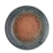 10″ Brown & Blue-Gray Crackle-Glaze Ceramic Round Plate
