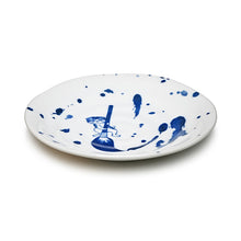 6½″ Blue & White Paintbrush Cat Ceramic Round Plate