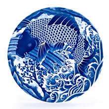 10″ Blue & White Koi & Waves Plate — HB210-KO