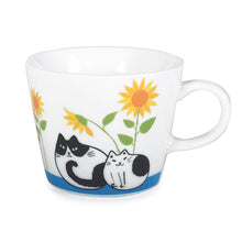 12 oz Cat and Sunflower Ceramic Mug — 3¼ in H