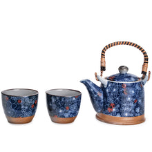 13 fl oz Blue Floral Ceramic Tea Set with Two Cups — Made in Japan