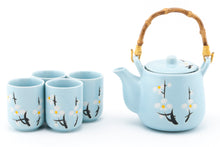 Light Blue Blossom Tea Set — 20 oz Pot and 4 Cups