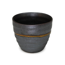 10 oz Charcoal Ceramic Teacup with Ochre Band