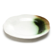 11″ Ivory, Green & Brown Melamine Round Plate