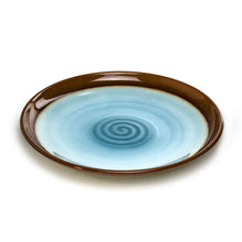 13⅛″ Blue & Brown Lacquer Round Serving Platter