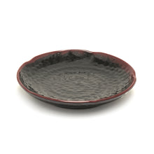 6″ Black & Brown Tenmoku Melamine Lotus-Shaped Plate